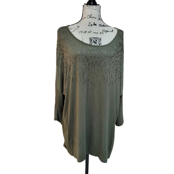 Apt. 9 Boat Neck 3/4 Sleeve Tunic Top with Shimmer Accent - Size XL - Picture 1 of 13